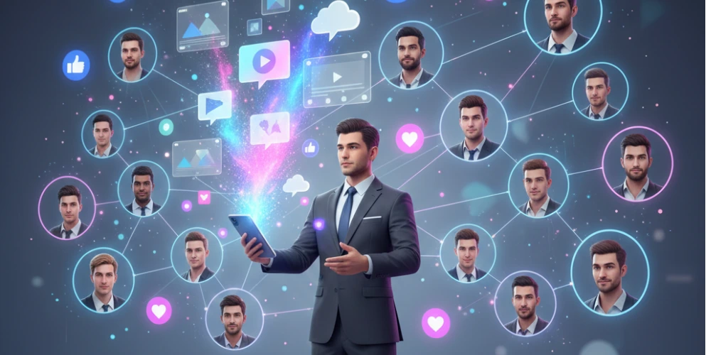 social media marketing strategy showing business content engagement and analytics