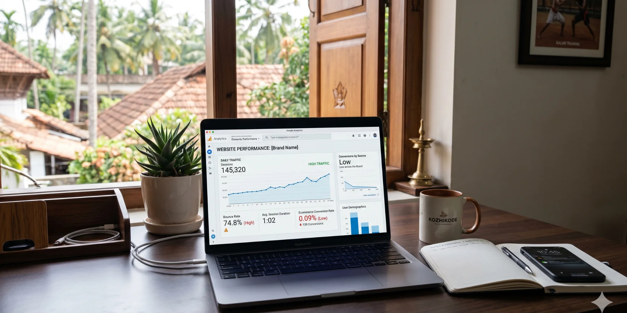 website analytics showing high traffic but low conversions for Kozhikode business online performance